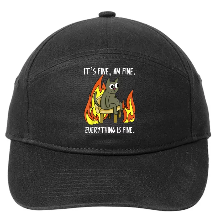 Cat ItS Fine IM Fine Everything Is Fine 7-Panel Snapback Hat