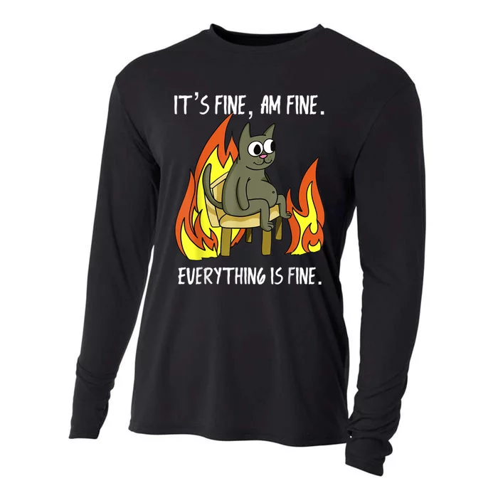 Cat ItS Fine IM Fine Everything Is Fine Cooling Performance Long Sleeve Crew