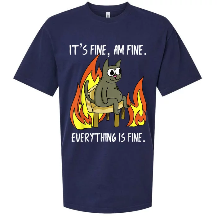 Cat ItS Fine IM Fine Everything Is Fine Sueded Cloud Jersey T-Shirt