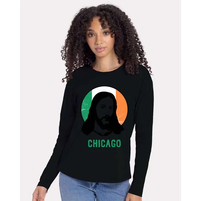 Chicago Ireland Flag Jesus St Patricks Day Meaningful Gift Womens Cotton Relaxed Long Sleeve T-Shirt