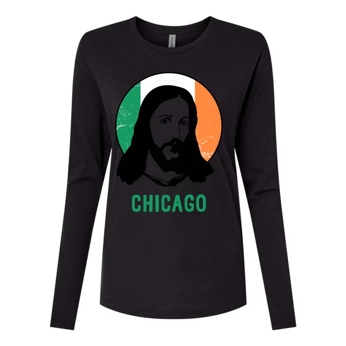 Chicago Ireland Flag Jesus St Patricks Day Meaningful Gift Womens Cotton Relaxed Long Sleeve T-Shirt