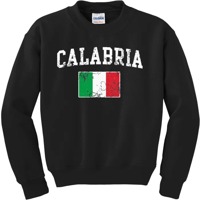 Calabria Italy Flag Italia Italian Vintage Distressed Kids Sweatshirt