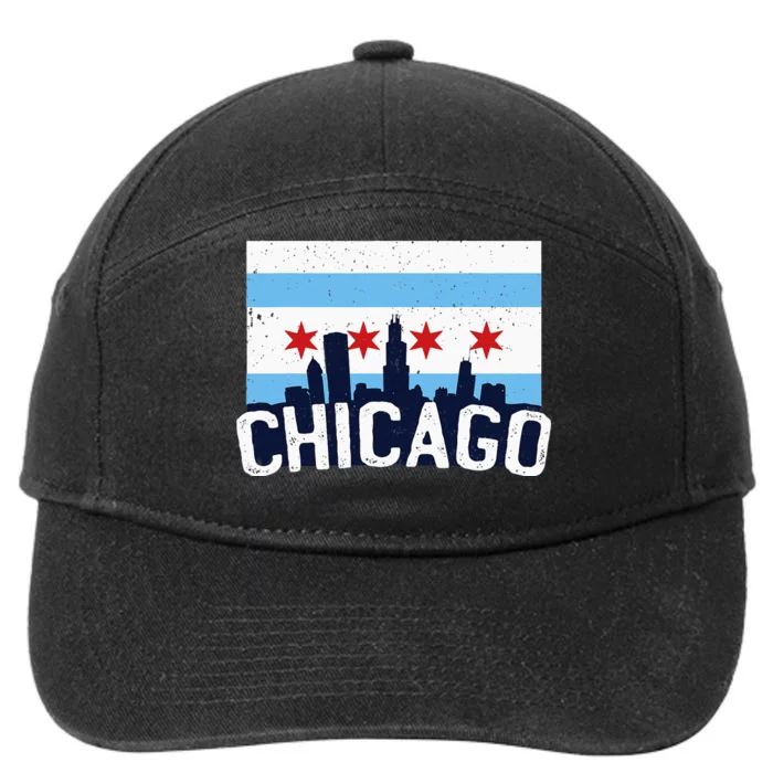 Chicago Illinois Flag City Skyline Chi Town Pride City Flag 7-Panel Snapback Hat