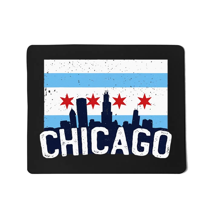 Chicago Illinois Flag City Skyline Chi Town Pride City Flag Mousepad