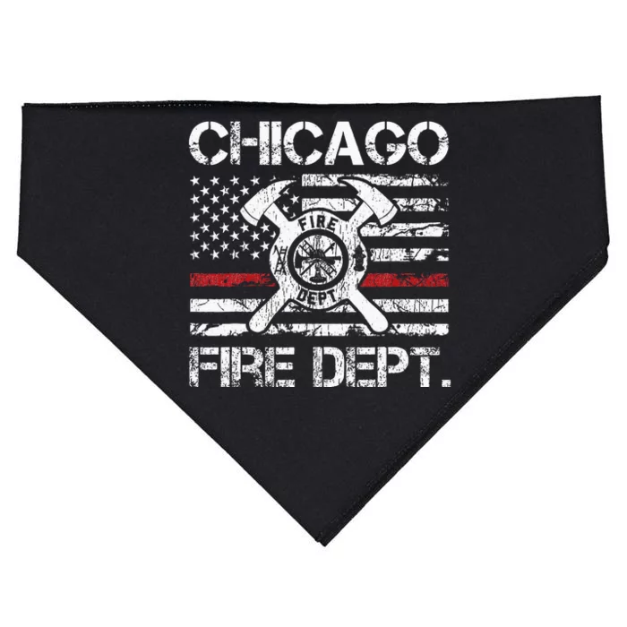 Chicago Illinois Fire Department Thin Red Line Fireman USA-Made Doggie Bandana