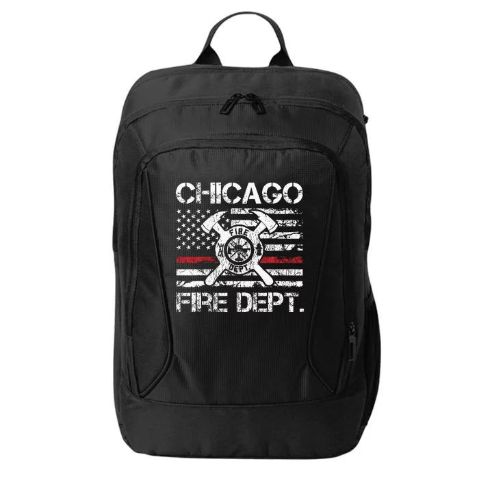 Chicago Illinois Fire Department Thin Red Line Fireman City Backpack