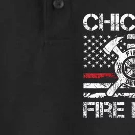 Chicago Illinois Fire Department Thin Red Line Fireman Dry Zone Grid Performance Polo