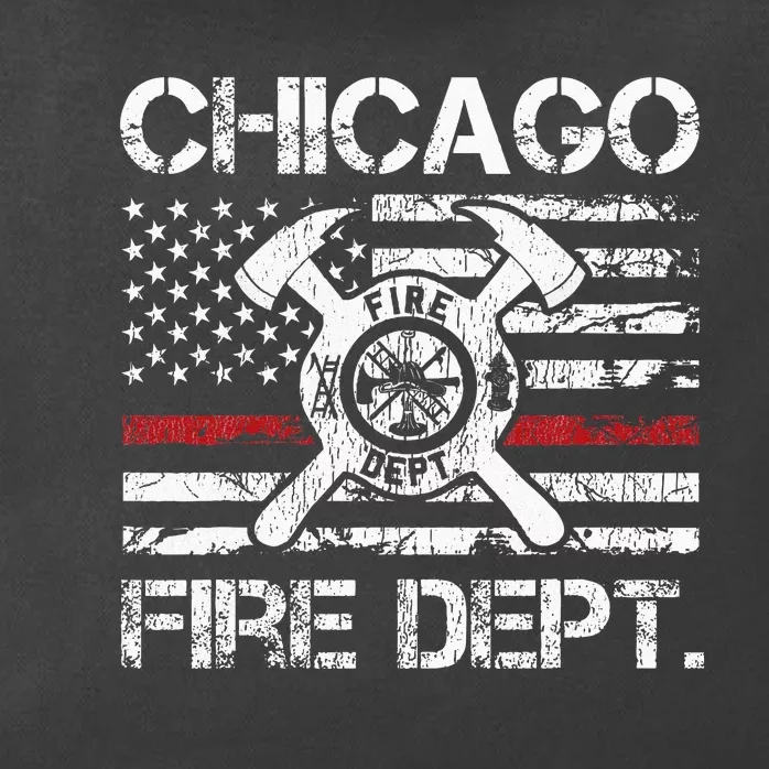 Chicago Illinois Fire Department Thin Red Line Fireman Zip Tote Bag