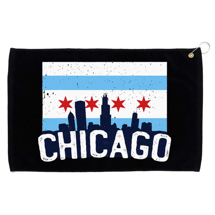 Chicago Illinois Flag City Skyline Chi Town Pride City Flag Grommeted Golf Towel