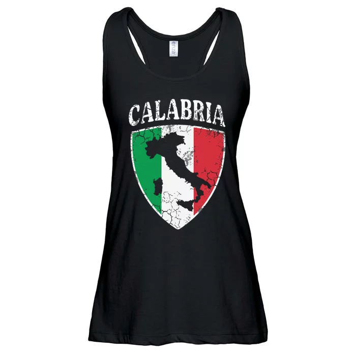 Calabria Italia Flag Crest Italy Italian Vintage Distressed Ladies Essential Flowy Tank