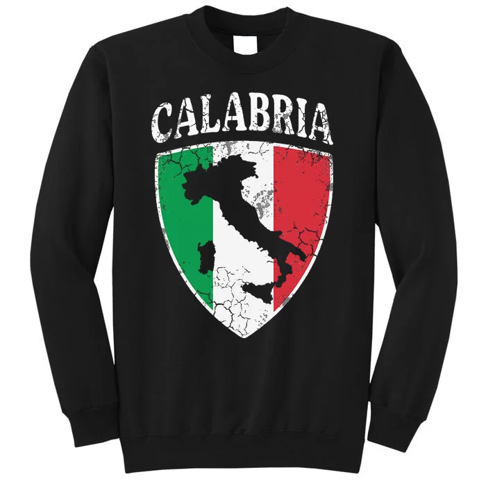 Calabria Italia Flag Crest Italy Italian Vintage Distressed Tall Sweatshirt