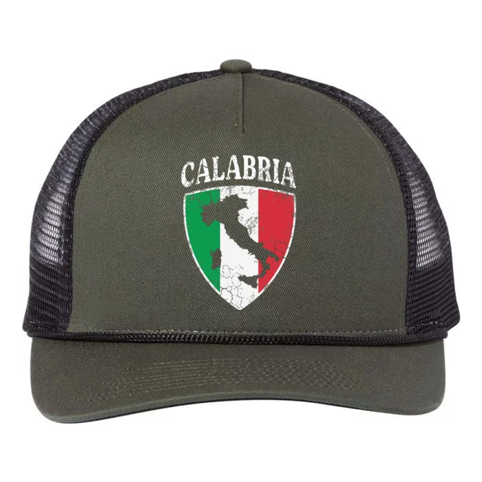 Calabria Italia Flag Crest Italy Italian Vintage Distressed Retro Rope Trucker Hat Cap