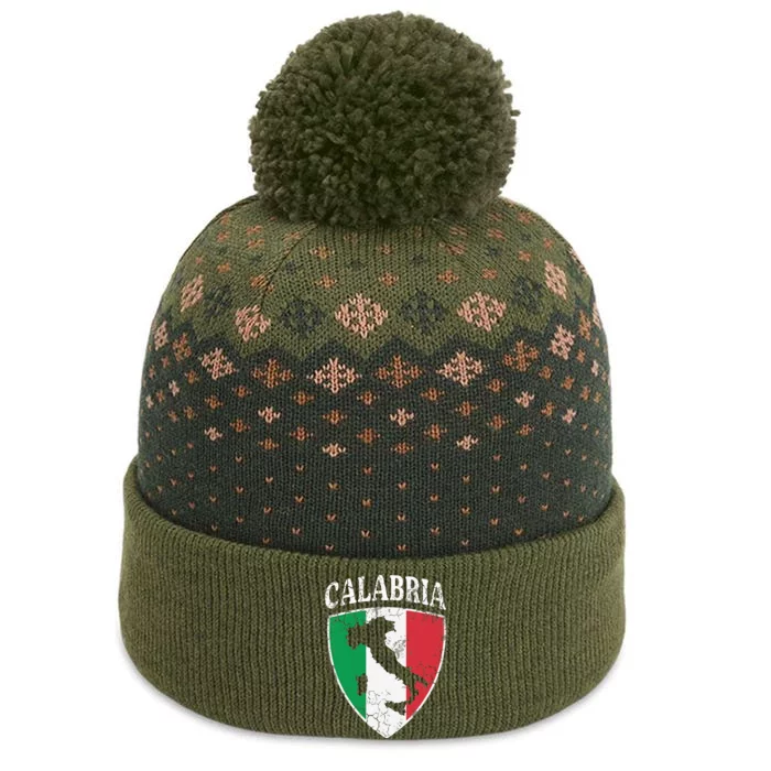 Calabria Italia Flag Crest Italy Italian Vintage Distressed The Baniff Cuffed Pom Beanie