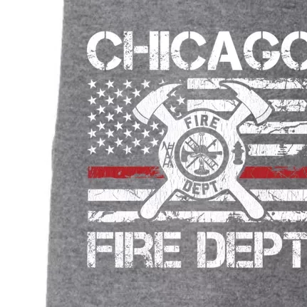 Chicago Illinois Fire Departt Thin Red Line Fire Meaningful Gift Doggie 3-End Fleece Hoodie