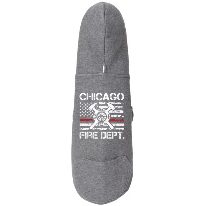 Chicago Illinois Fire Departt Thin Red Line Fire Meaningful Gift Doggie 3-End Fleece Hoodie