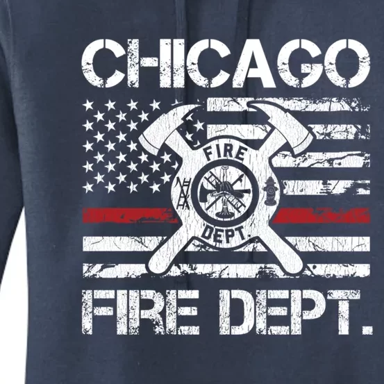 Chicago Illinois Fire Departt Thin Red Line Fire Meaningful Gift Women's Pullover Hoodie