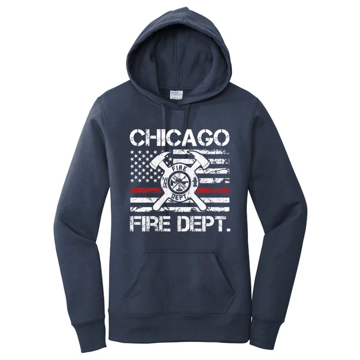 Chicago Illinois Fire Departt Thin Red Line Fire Meaningful Gift Women's Pullover Hoodie