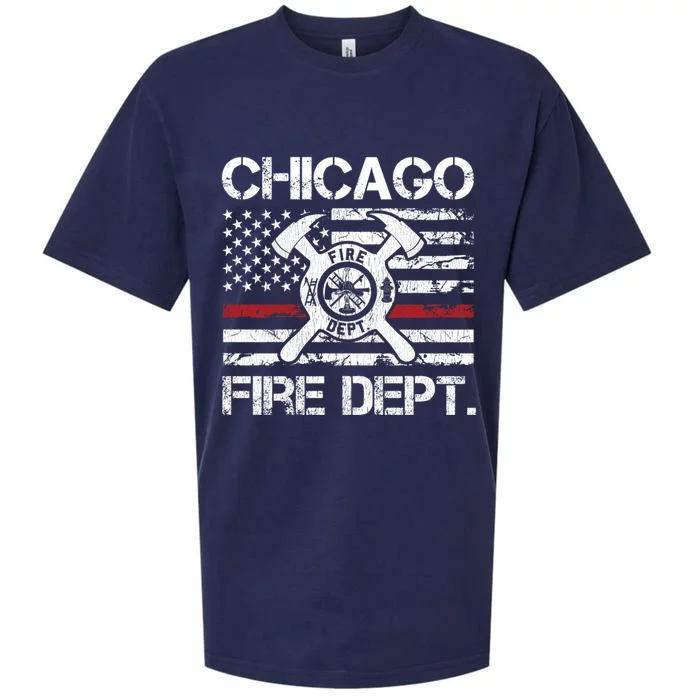 Chicago Illinois Fire Departt Thin Red Line Fire Meaningful Gift Sueded Cloud Jersey T-Shirt