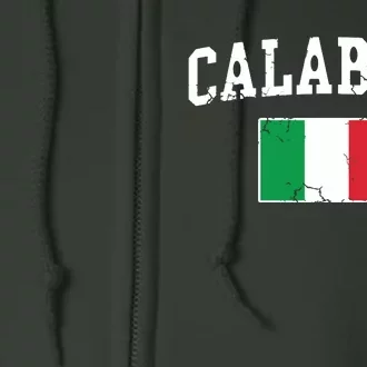 Calabria Italy Flag Italia Italian Vintage Distressed Full Zip Hoodie