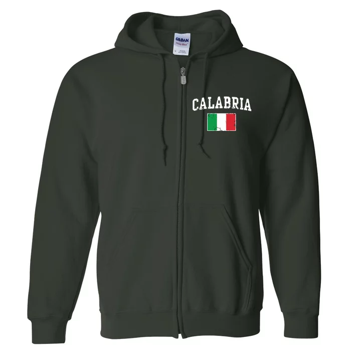 Calabria Italy Flag Italia Italian Vintage Distressed Full Zip Hoodie