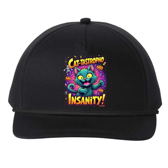 Cattastropho Insanity Funny Halloween Cat Party Costume Funny Gift Snapback Five-Panel Rope Hat