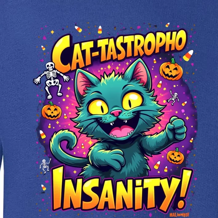 Cattastropho Insanity Funny Halloween Cat Party Costume Funny Gift Toddler Sweatshirt