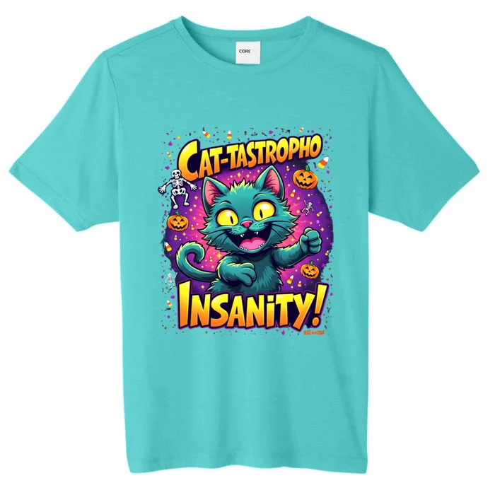 Cattastropho Insanity Funny Halloween Cat Party Costume Funny Gift ChromaSoft Performance T-Shirt