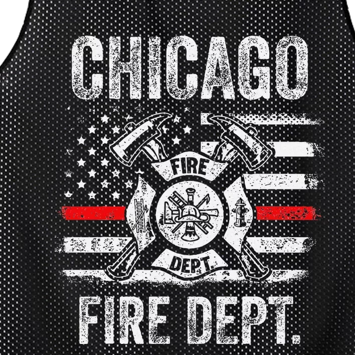 Chicago Illinois Fire Department Thin Red Line Fireman Mesh Reversible Basketball Jersey Tank