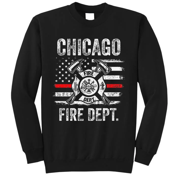 Chicago Illinois Fire Department Thin Red Line Fireman Tall Sweatshirt