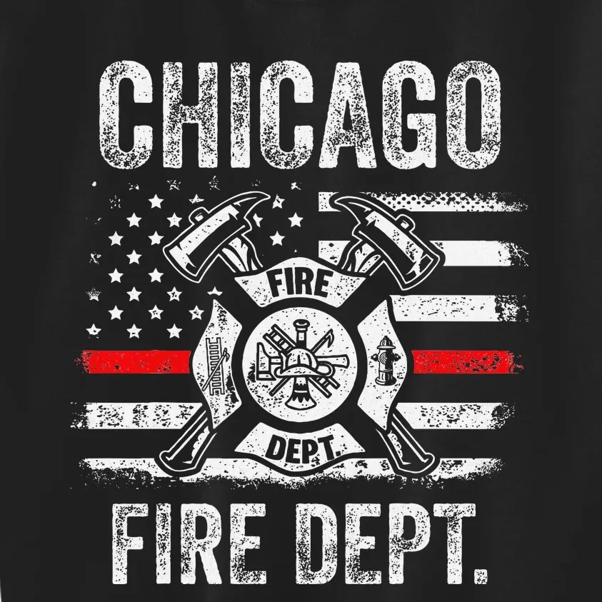 Chicago Illinois Fire Department Thin Red Line Fireman Kids Sweatshirt