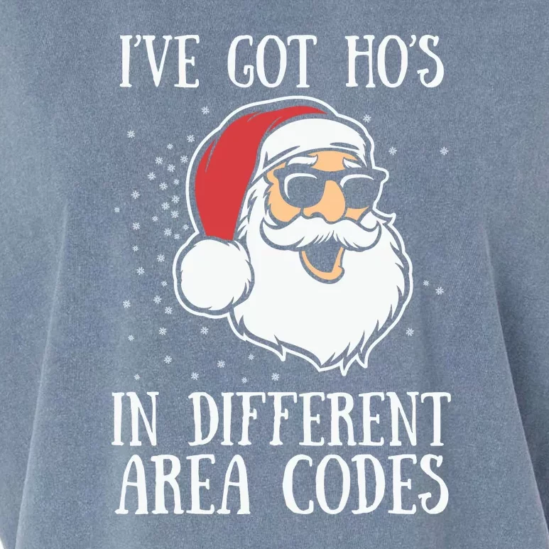 Christmas I'v Got Ho's In Different Area Codes Funny Santa Claus Gift Garment-Dyed Women's Muscle Tee