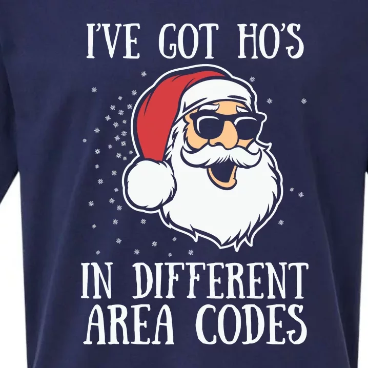 Christmas I'v Got Ho's In Different Area Codes Funny Santa Claus Gift Sueded Cloud Jersey T-Shirt