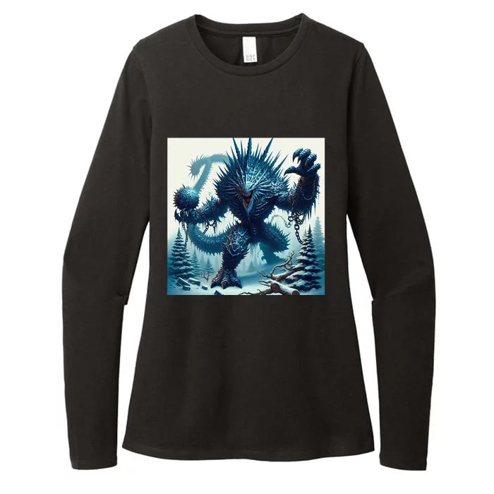 Cool Ice Giant Fantasy Cartoon Dinosaur Art Womens CVC Long Sleeve Shirt