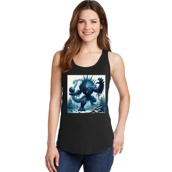 Cool Ice Giant Fantasy Cartoon Dinosaur Art Ladies Essential Tank