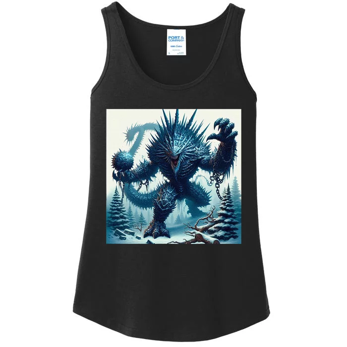 Cool Ice Giant Fantasy Cartoon Dinosaur Art Ladies Essential Tank