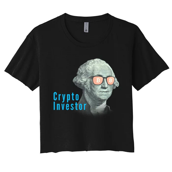 Crypto Investor, George In BTC Glasses, Bitcoin, Blockchain, Cryptocurrency, BTC Women's Crop Top Tee