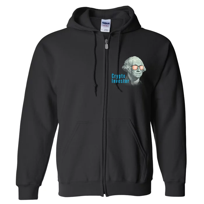 Crypto Investor, George In BTC Glasses, Bitcoin, Blockchain, Cryptocurrency, BTC Full Zip Hoodie