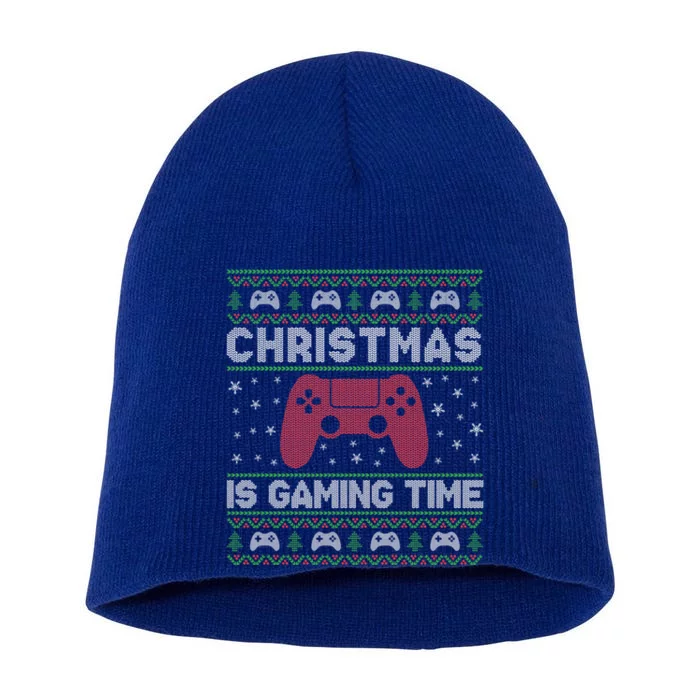 Christmas Is Gaming Time Funny Video Gamer Holiday Christmas Cute Gift Short Acrylic Beanie