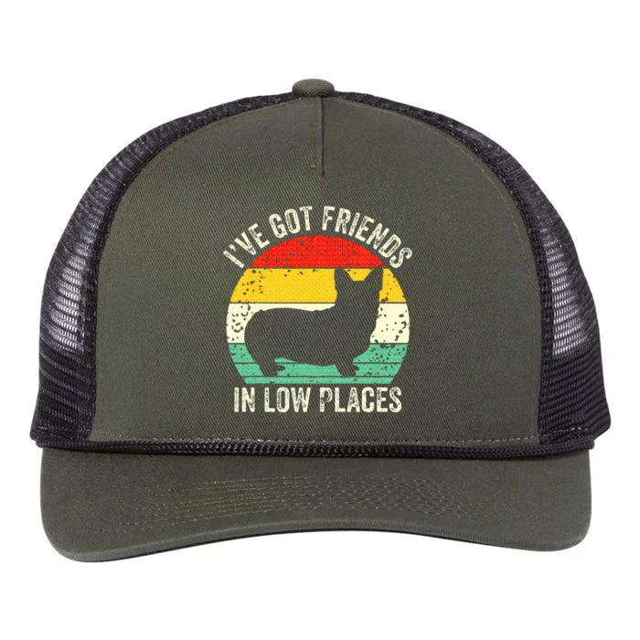 Corgi I've Got Friends In Low Places Pembroke Welsh Lover Retro Rope Trucker Hat Cap