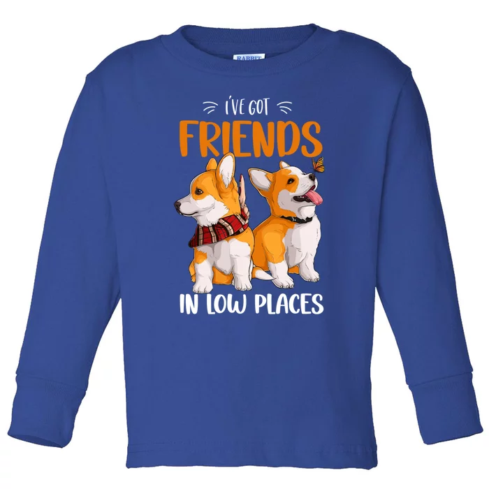 Corgi I've Got Friends In Low Places Pembroke Welsh Lover Gift Toddler Long Sleeve Shirt