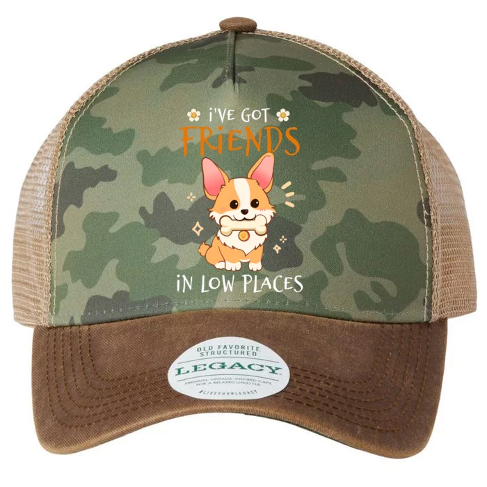 Corgi I've Got Friends In Low Places Pembroke Welsh Lover Great Gift Legacy Tie Dye Trucker Hat