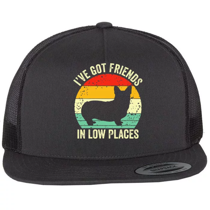 Corgi Ive Got Friends In Low Places Pembroke Welsh Lover Te Flat Bill Trucker Hat