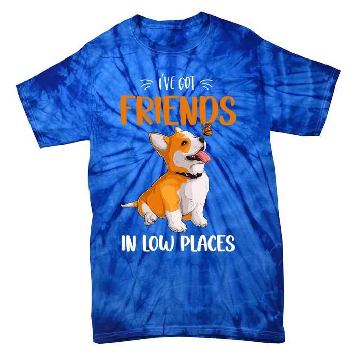 Corgi I've Got Friends In Low Places Pembroke Welsh Lover Gift Tie-Dye T-Shirt