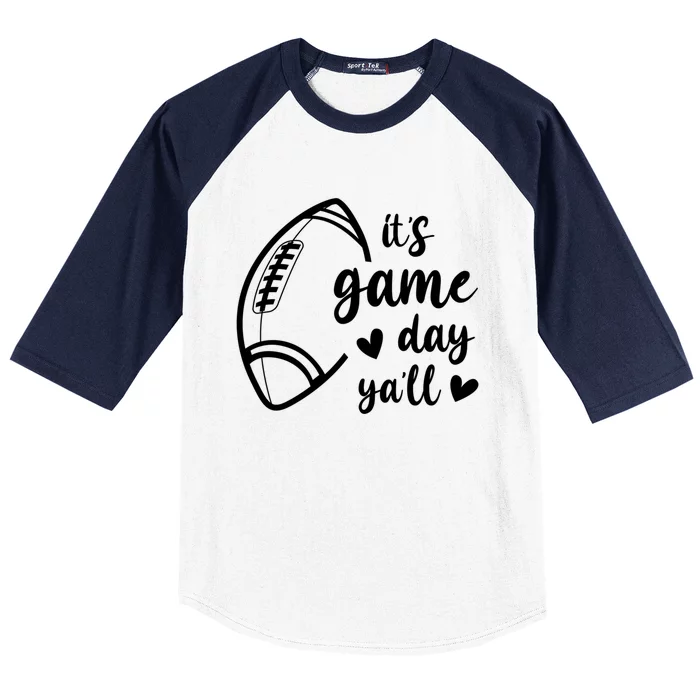 Cute It's Game Day Ya'll Football Gift Baseball Sleeve Shirt