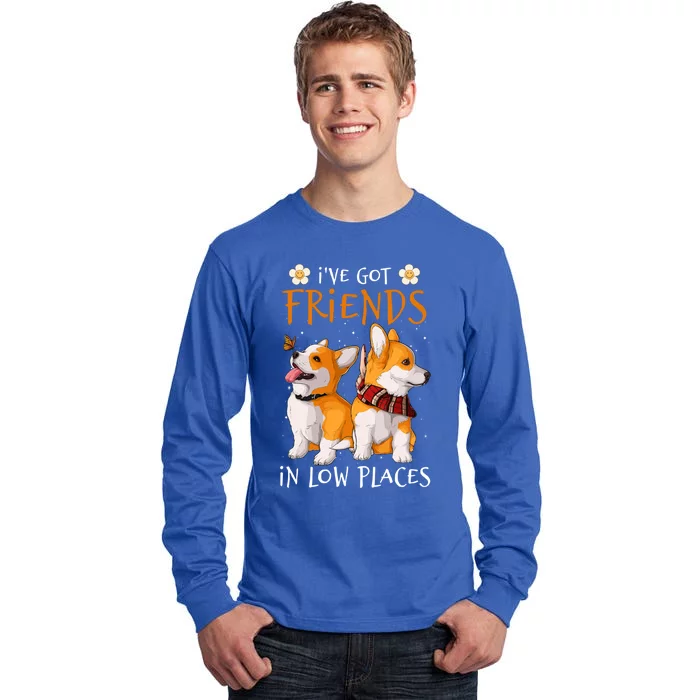 Corgi I've Got Friends In Low Places Pembroke Welsh Lover Cool Gift Tall Long Sleeve T-Shirt