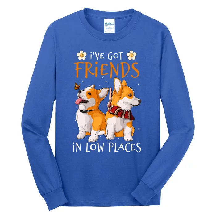 Corgi I've Got Friends In Low Places Pembroke Welsh Lover Cool Gift Tall Long Sleeve T-Shirt