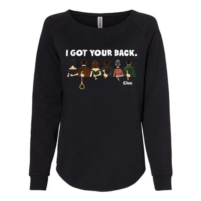 Clue I Got Your Back Characters Hiding Their Weapons Lineup Womens California Wash Sweatshirt