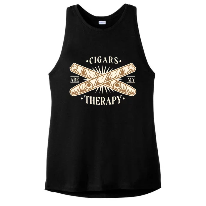 Cigars Are My Therapy Ladies Tri-Blend Wicking Tank