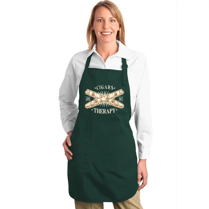 Cigars Are My Therapy Full-Length Apron With Pocket