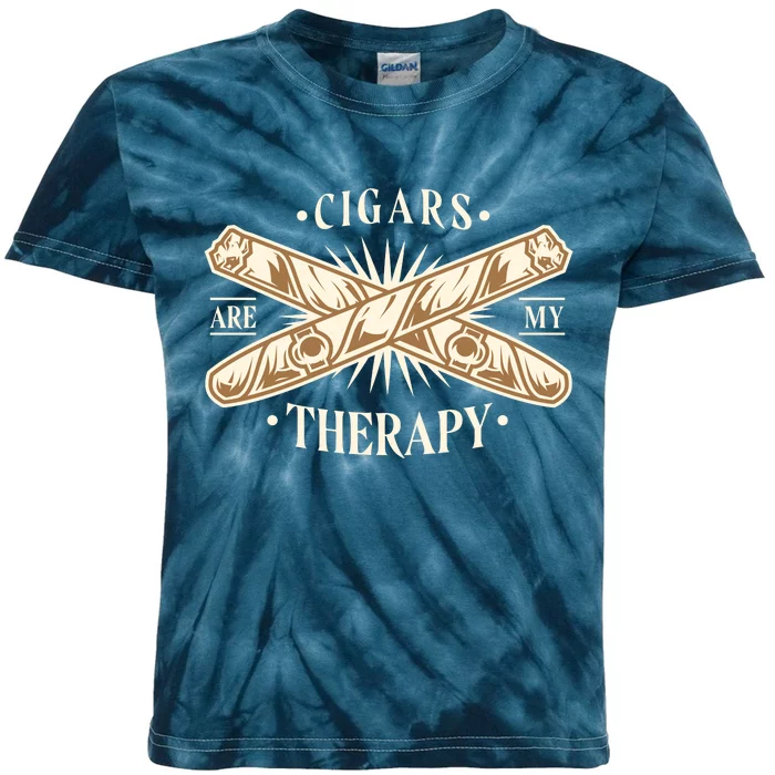 Cigars Are My Therapy Kids Tie-Dye T-Shirt